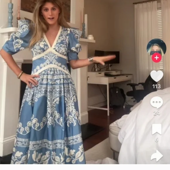 Farm Rio Puff Sleeve Mididress - Picture 6 of 7